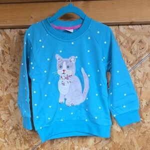 Adorable Blue Cat Print Kids Sweatshirt
